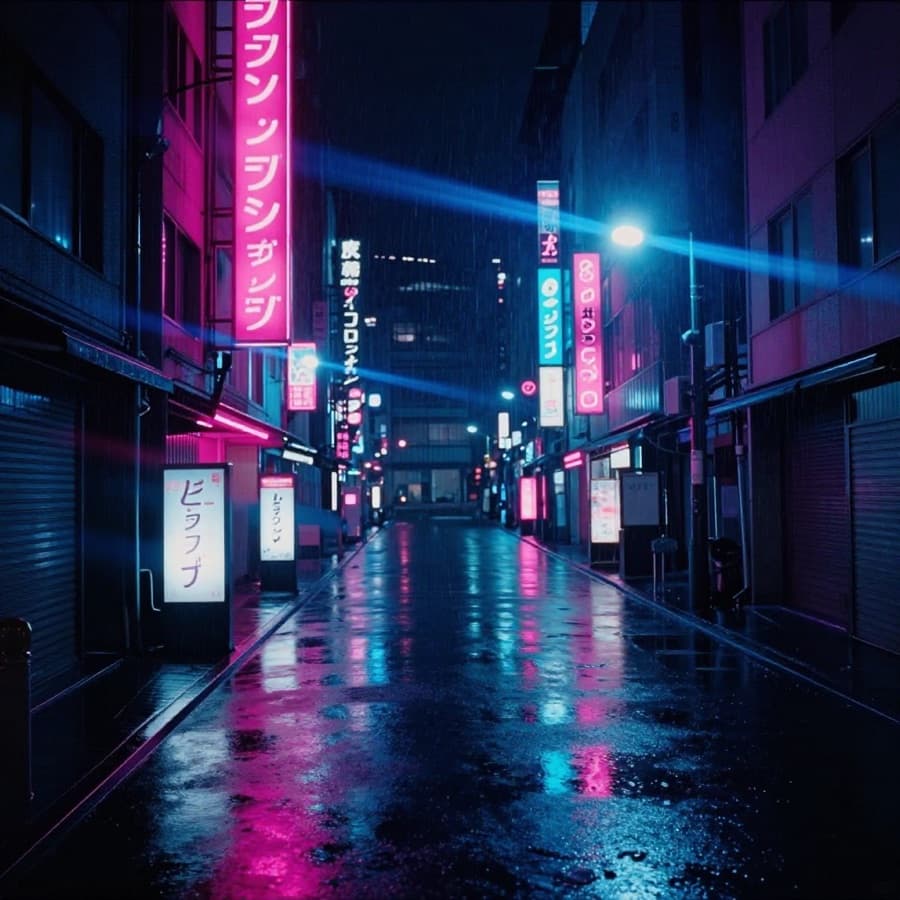 Scéna — neónová ulička