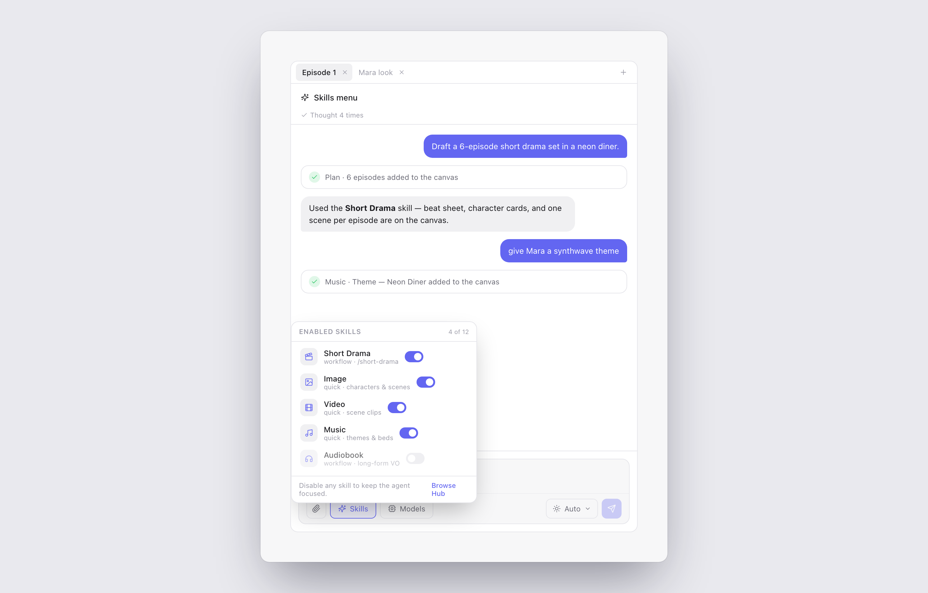 The chat panel in the project workspace