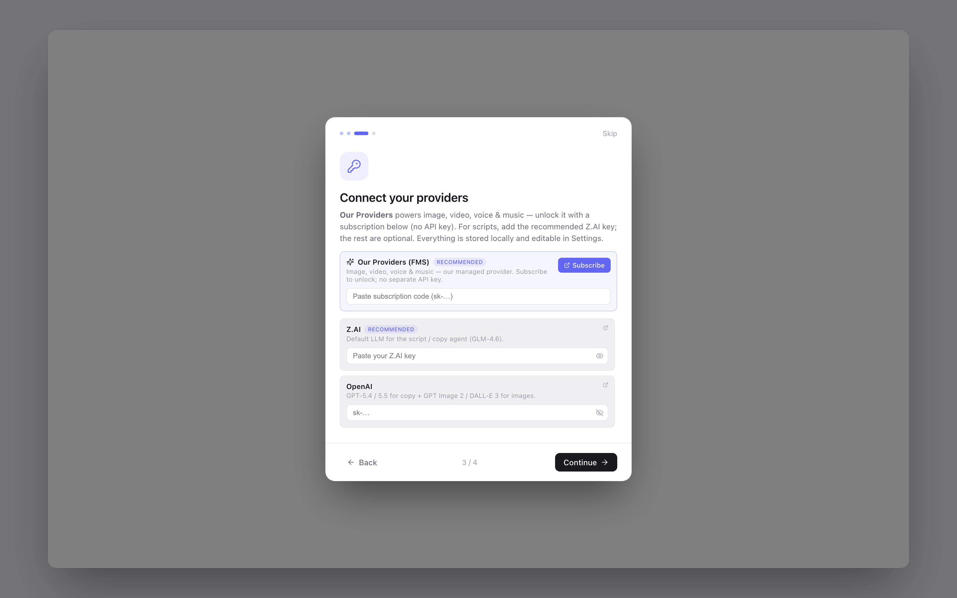 Onboarding wizard