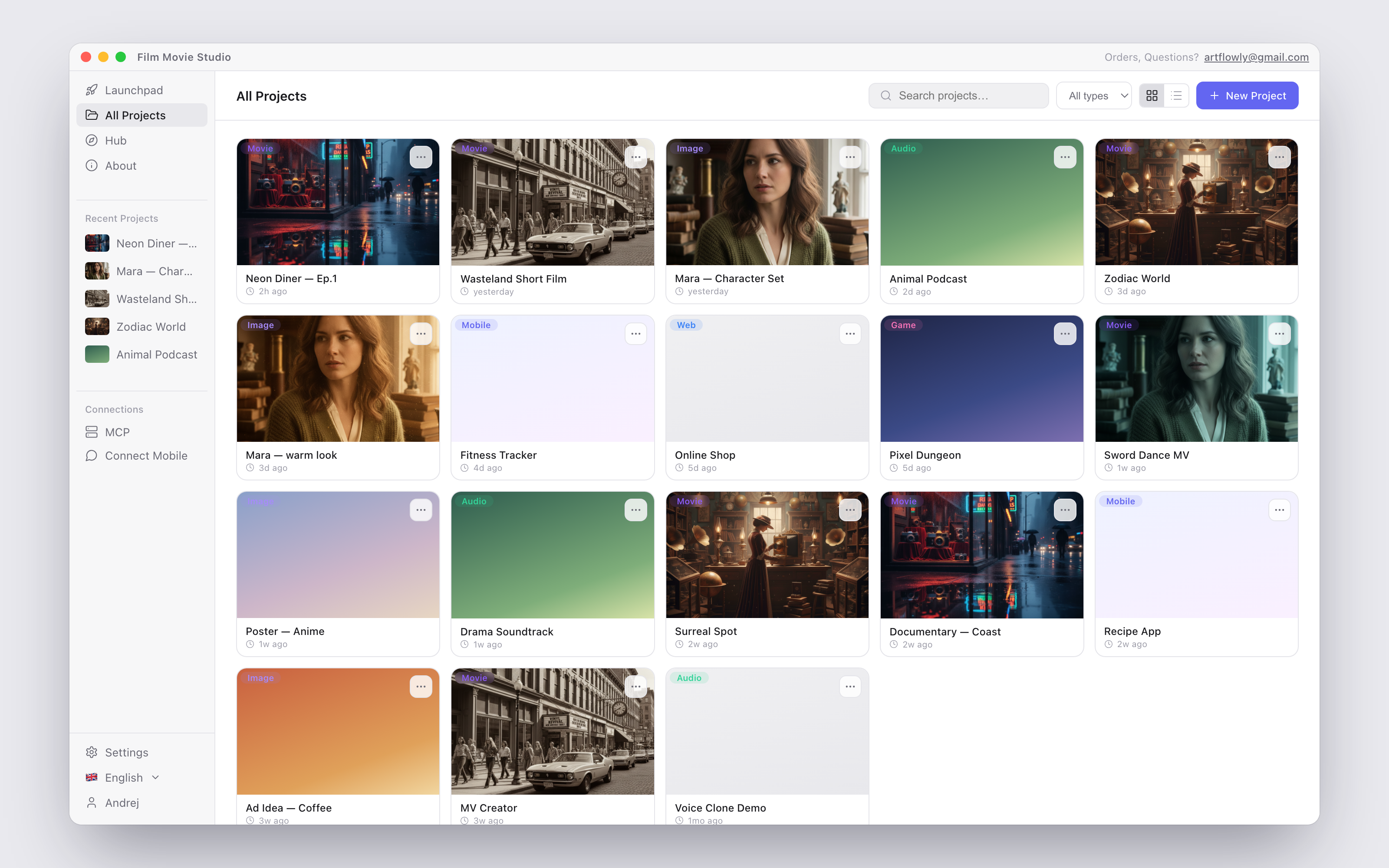 All Projects page