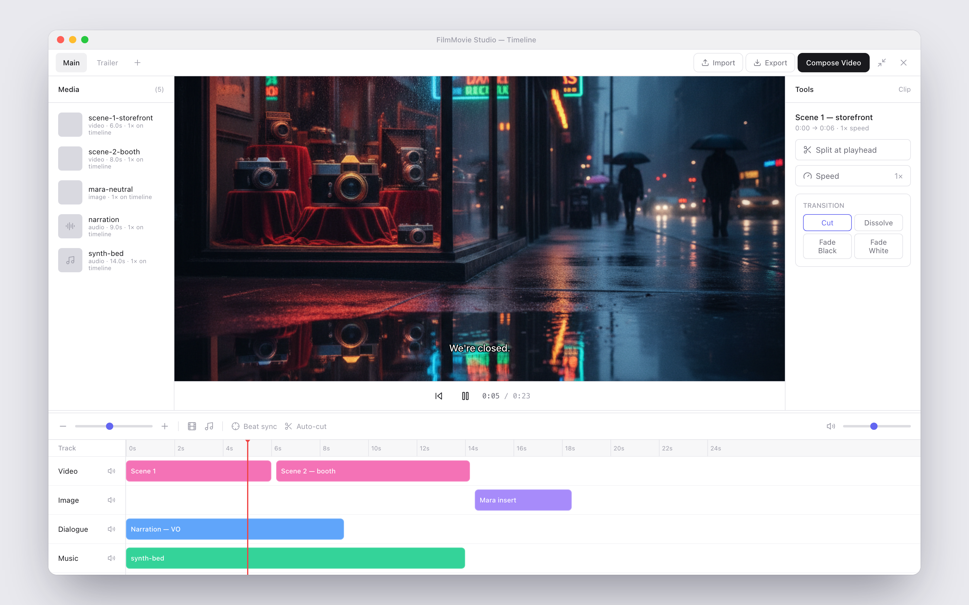 The timeline in fullscreen