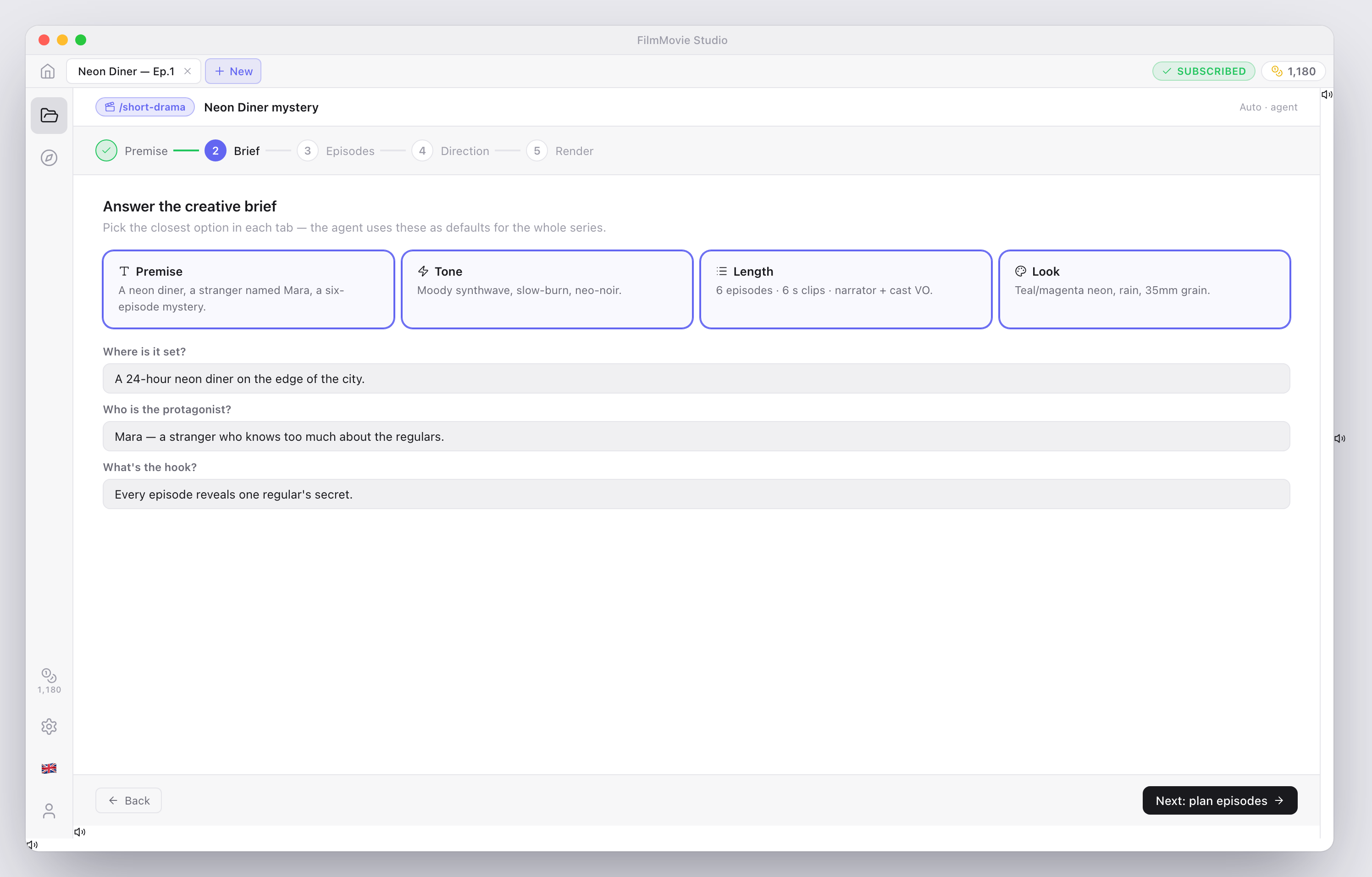 Answering the creative brief tabs